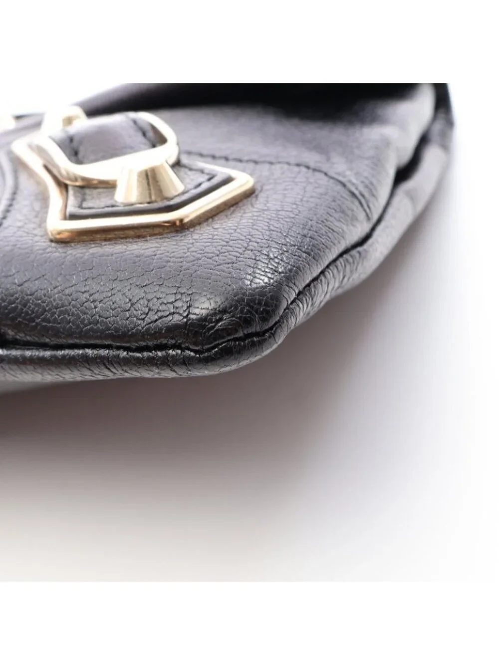 Balenciaga Clutch Classic Envelope Black Leather Metallic Edge